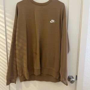 Nike Brown Crewneck Sweater with Signature Swoosh